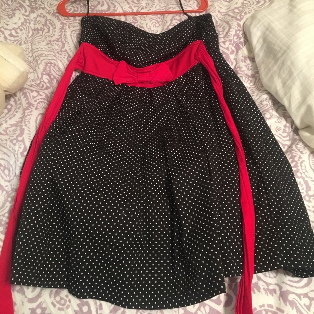 A black mini dress