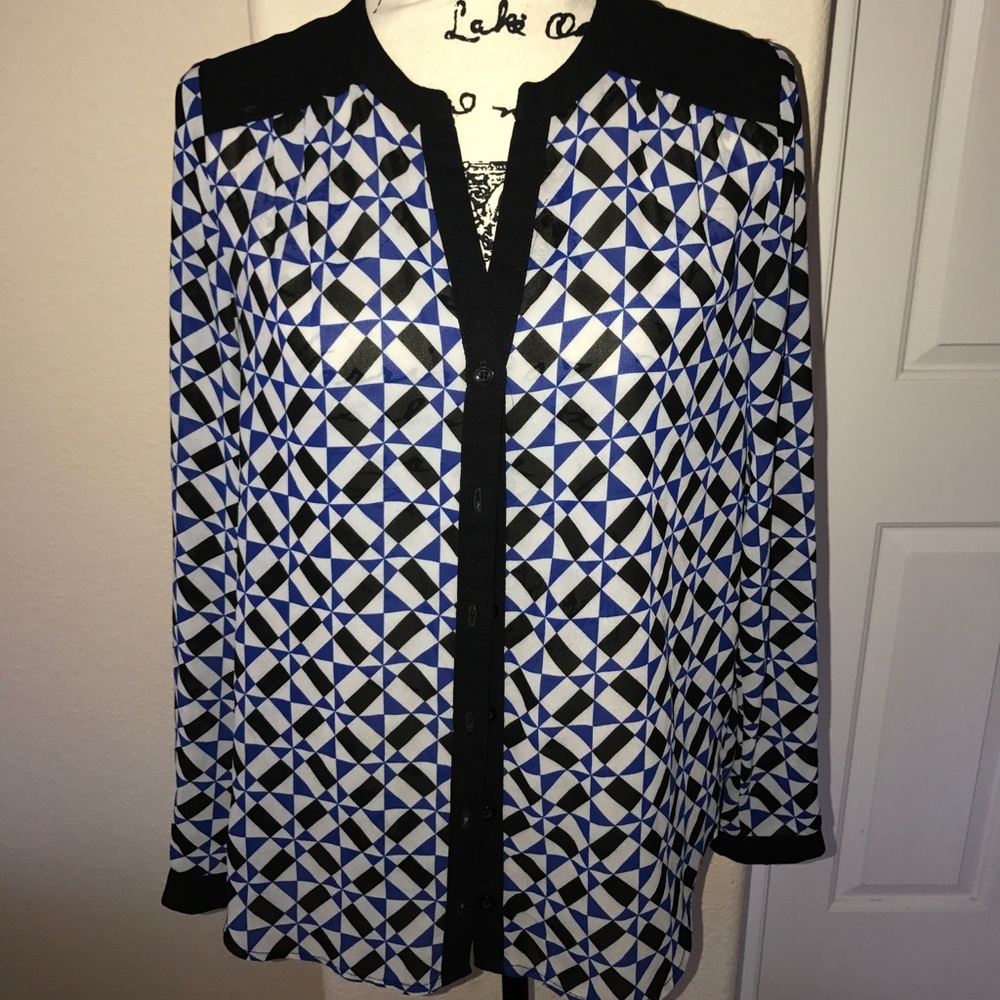 Sheer long sleeve multicolor top!