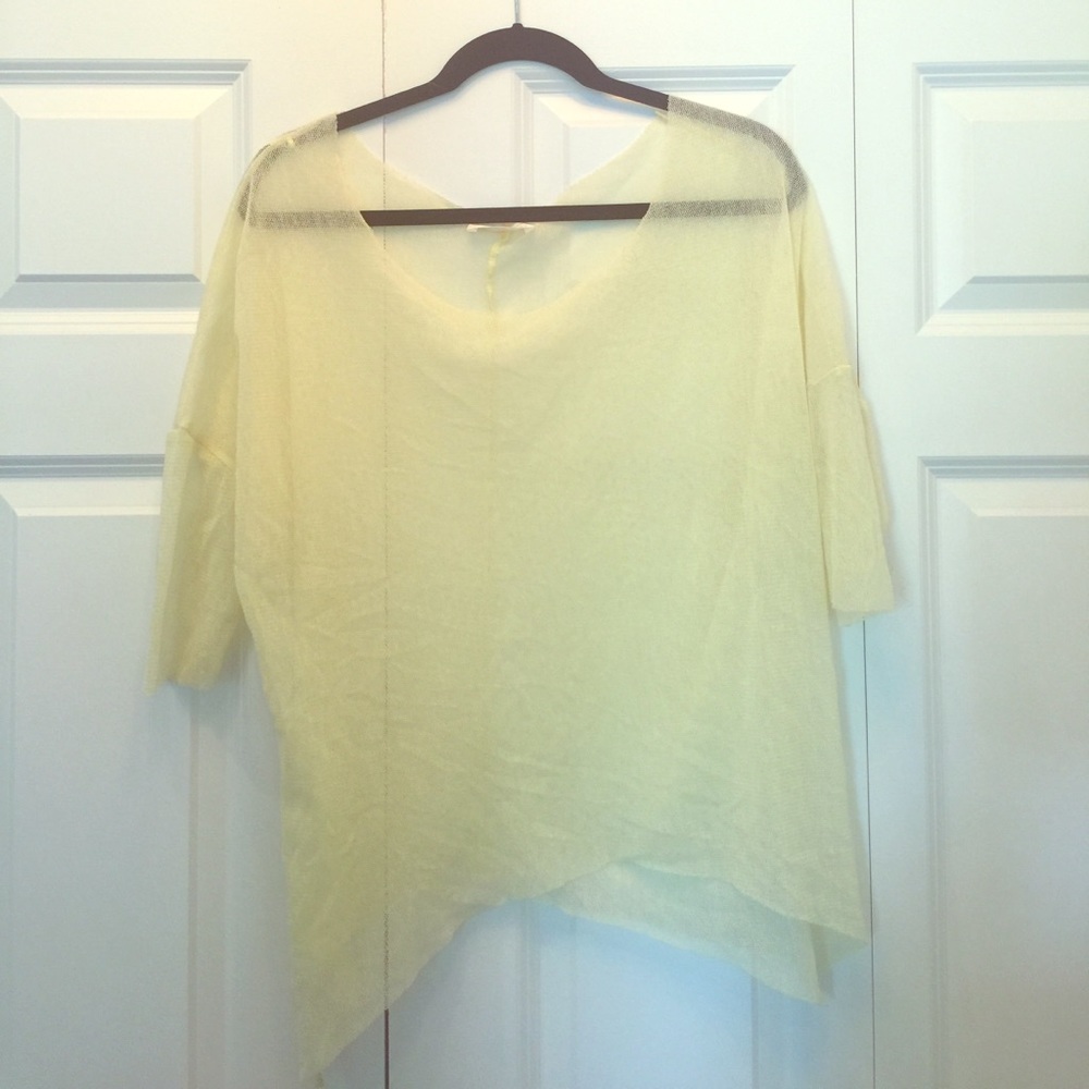 Zara yellow sheer mesh t shirt size small