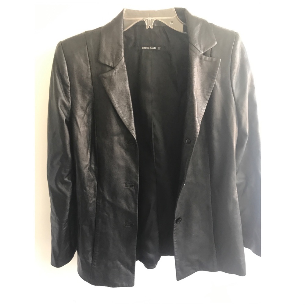 BRUNO MAGLI Italian leather black lambskin jacket