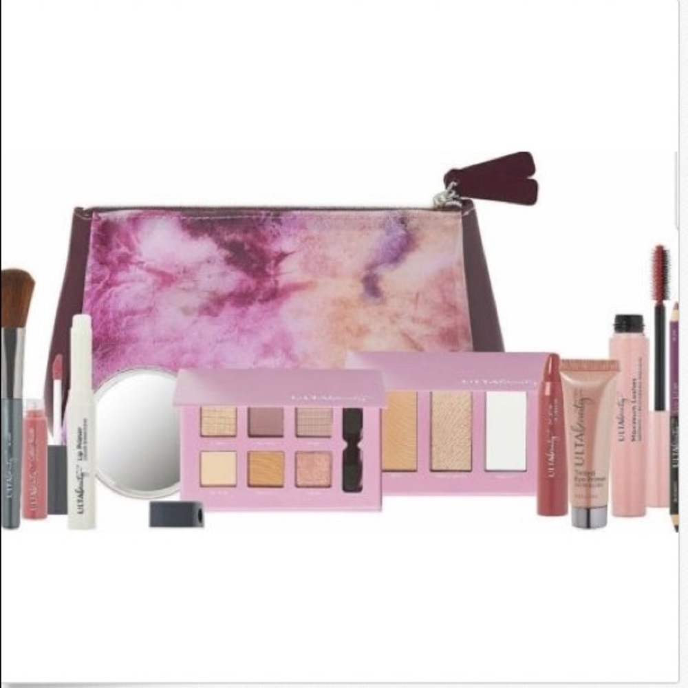 $88 Value ULTA 12 Piece Gift Set Pink Cosmetic Bag