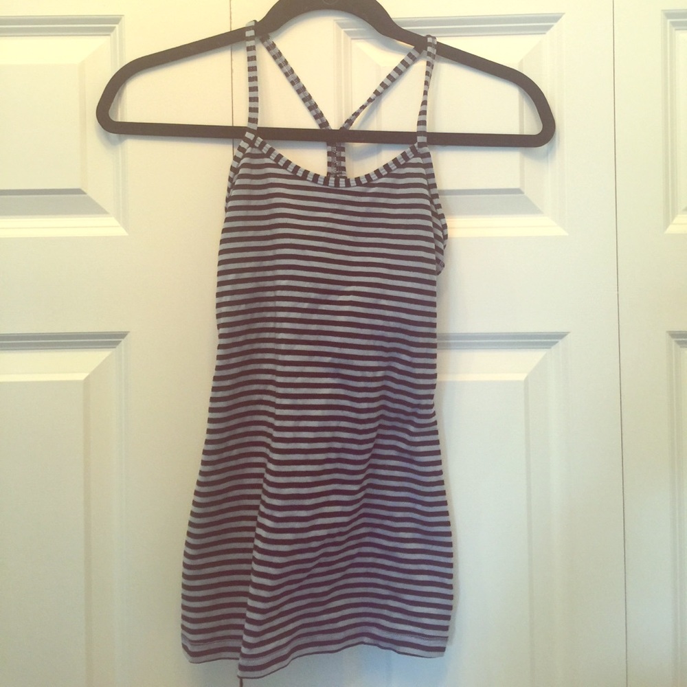Lululemon black and gray stripe tank size 2