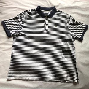 Lacoste white and blue striped polo