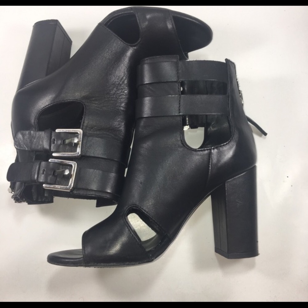 Zara Black Double Ankle Strap Block Heel