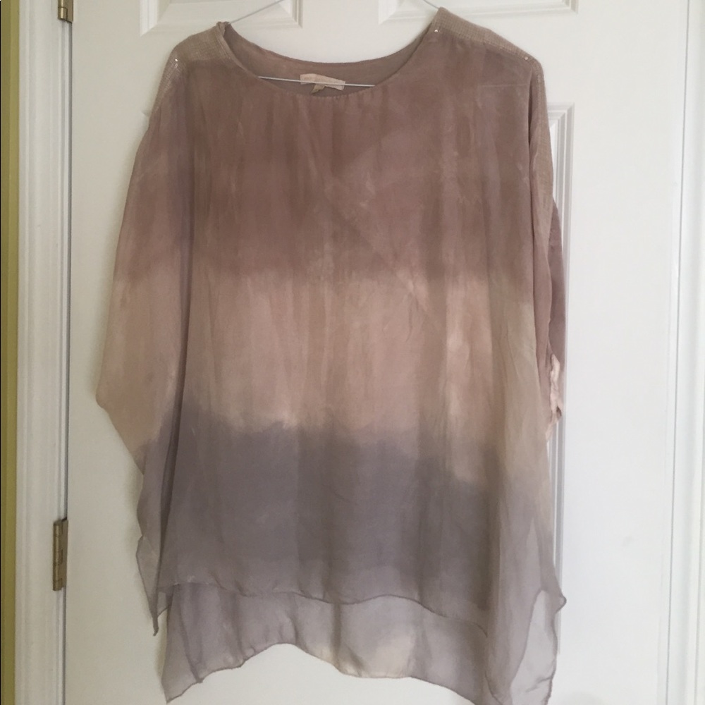 Flowing shirt overlaying T-shirt. No tags.