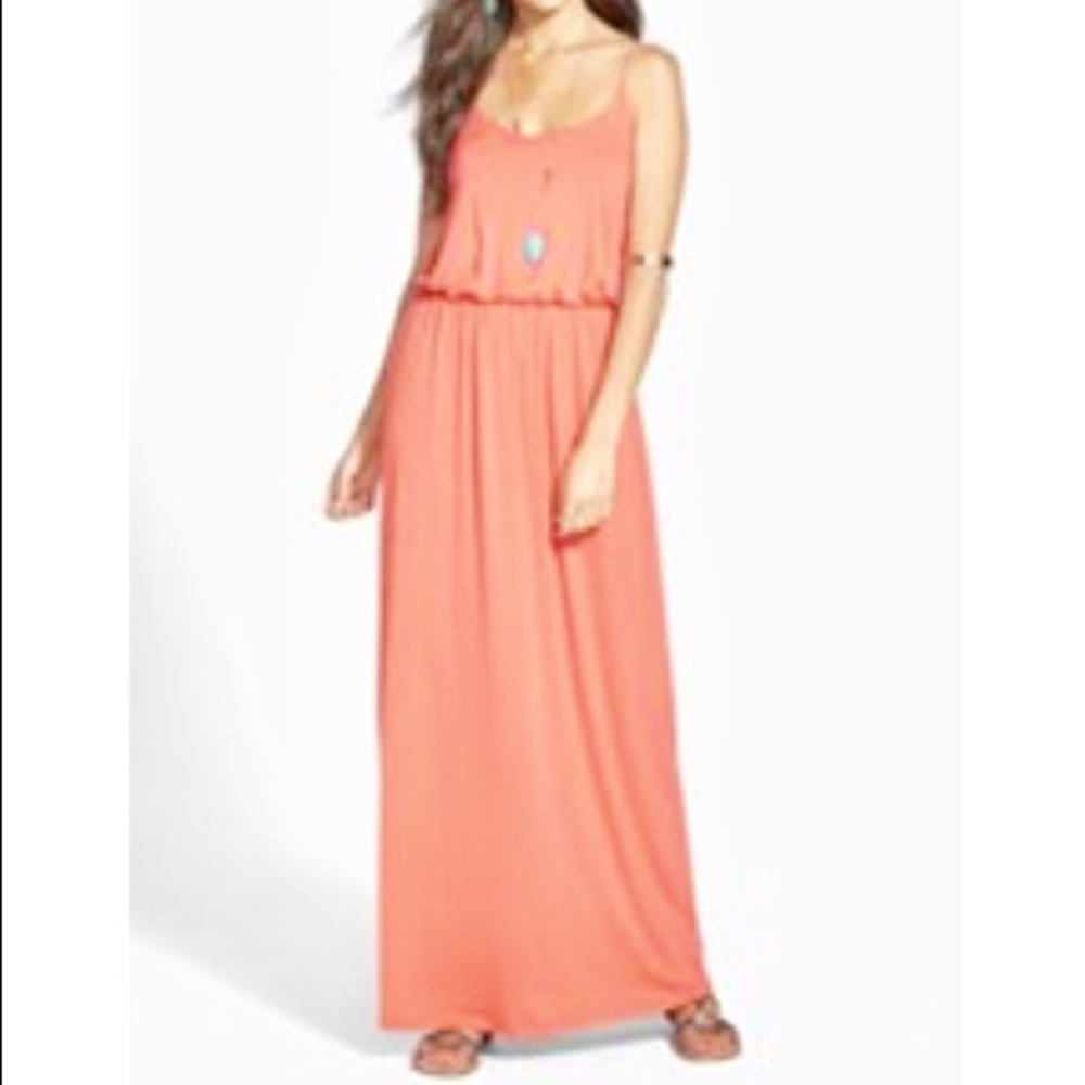 Lush Knit Maxi Dress in Coral - Picture 1 of 2