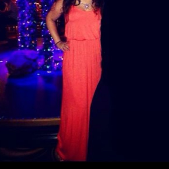 Lush Knit Maxi Dress in Coral - Picture 2 of 2