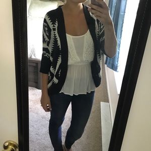 Pink Rose Black and White Cardigan