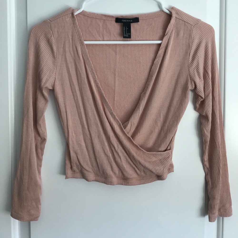 Blush pink wrap crop top