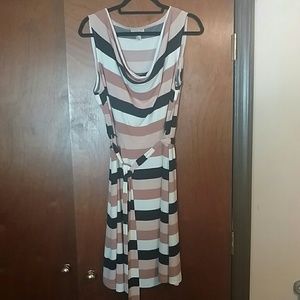Ann Taylor Loft Pink/Cream/Black stripped dress XL