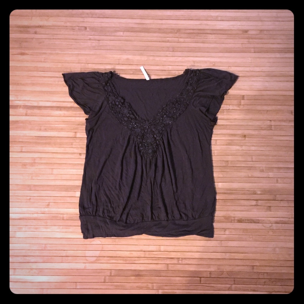 Rue 21 brown dressy top sz med
