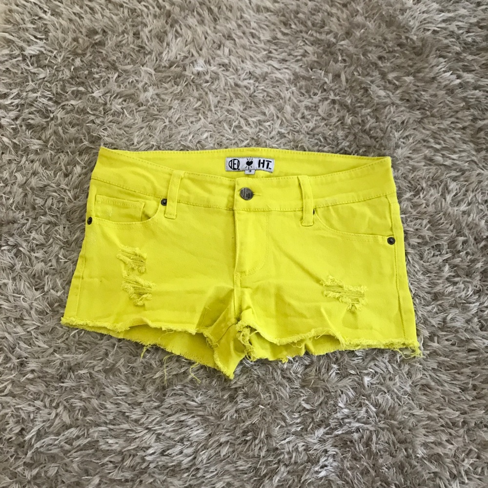 Hot Topic Lightning Neon Yellow Shorts