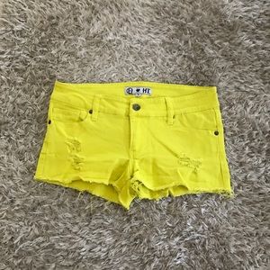 Hot Topic Lightning Neon Yellow Shorts
