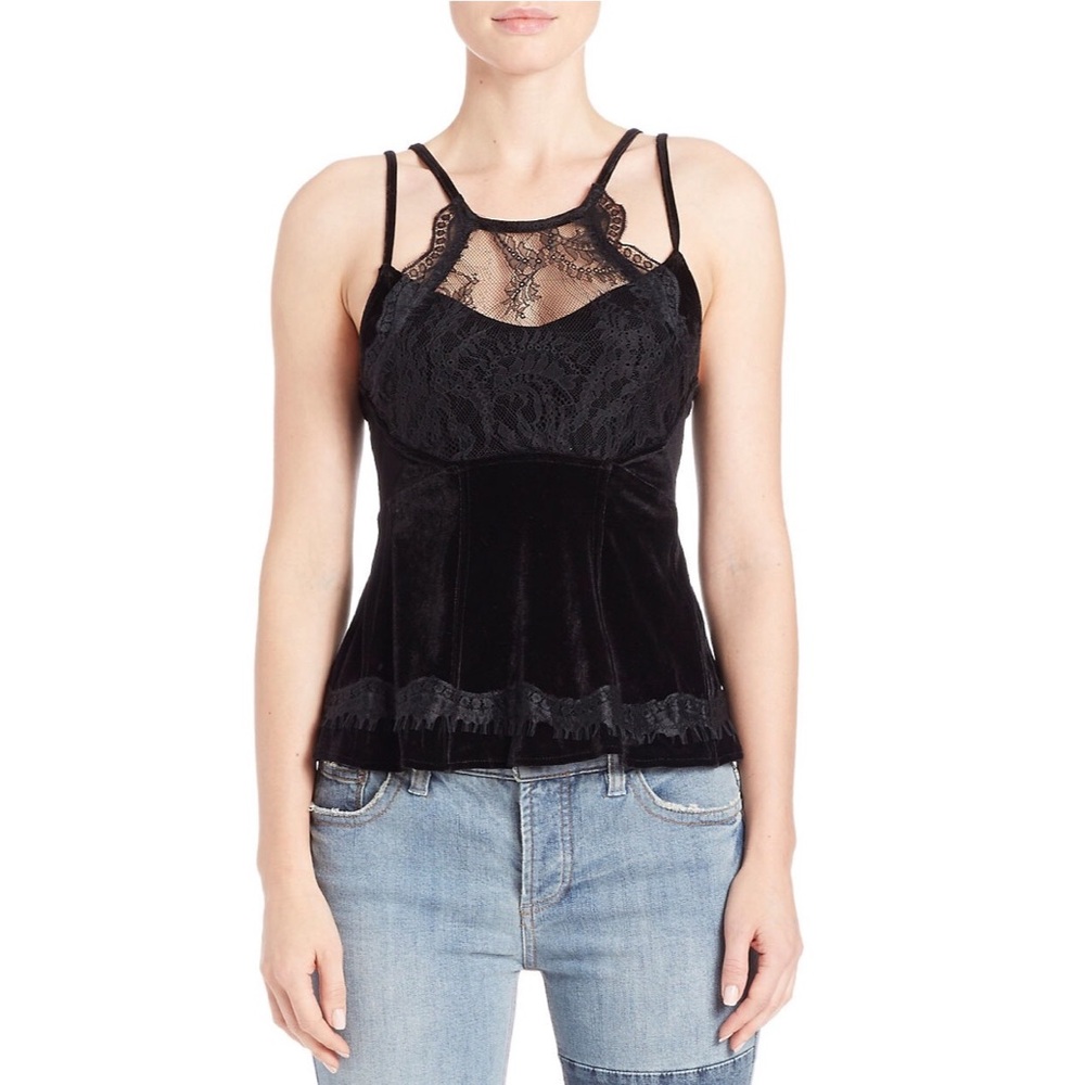 Free People Velvet Lace Peplum Top