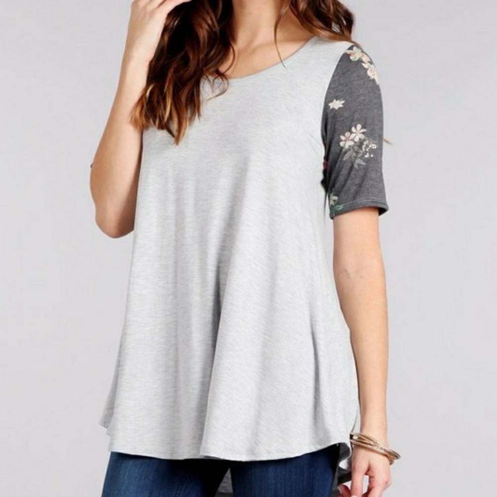 Grey Floral Top