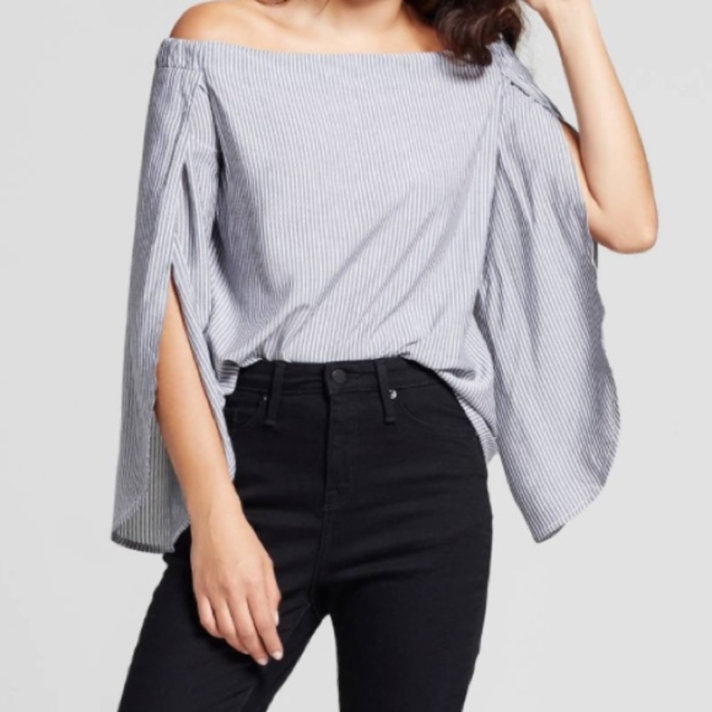 Womens Off The Shoulder Tulip Sleeve Top