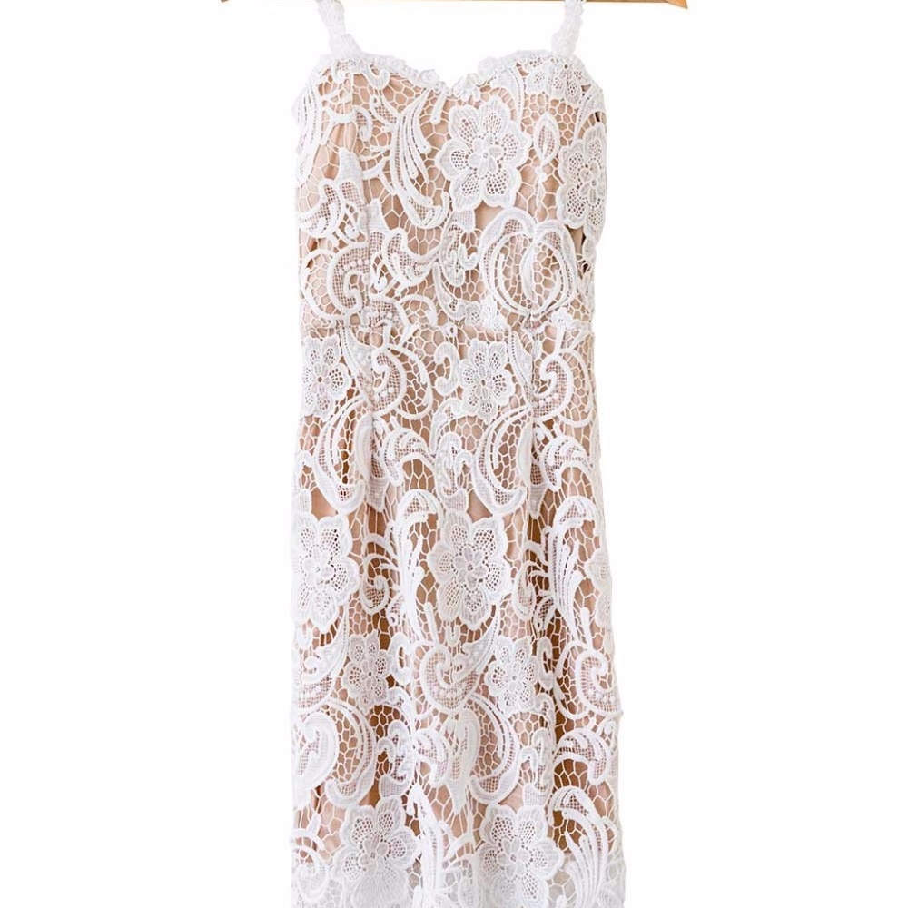 'Annabelle' Crochet Lace Bustier Midi Dress NWT