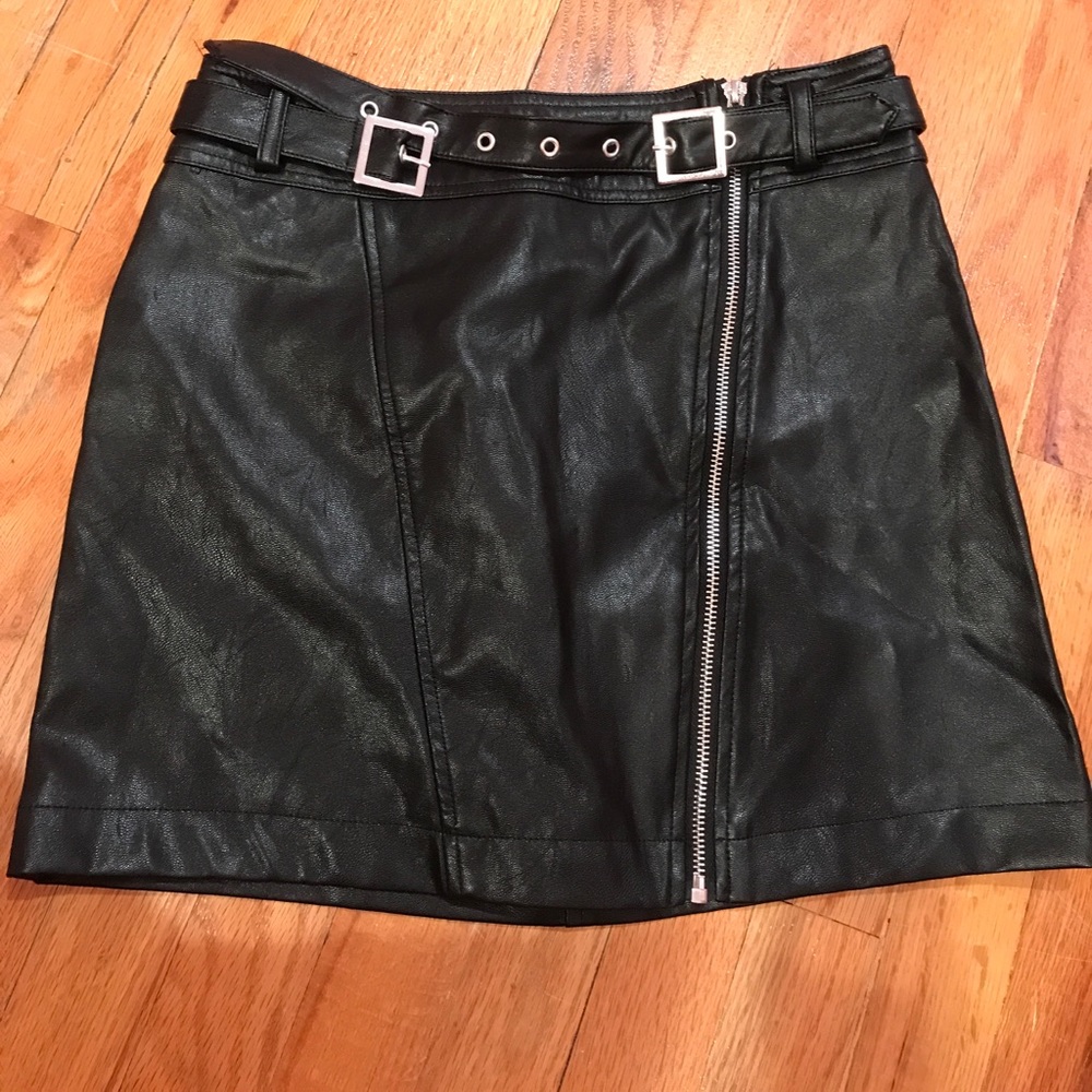 Women's black leather skirt