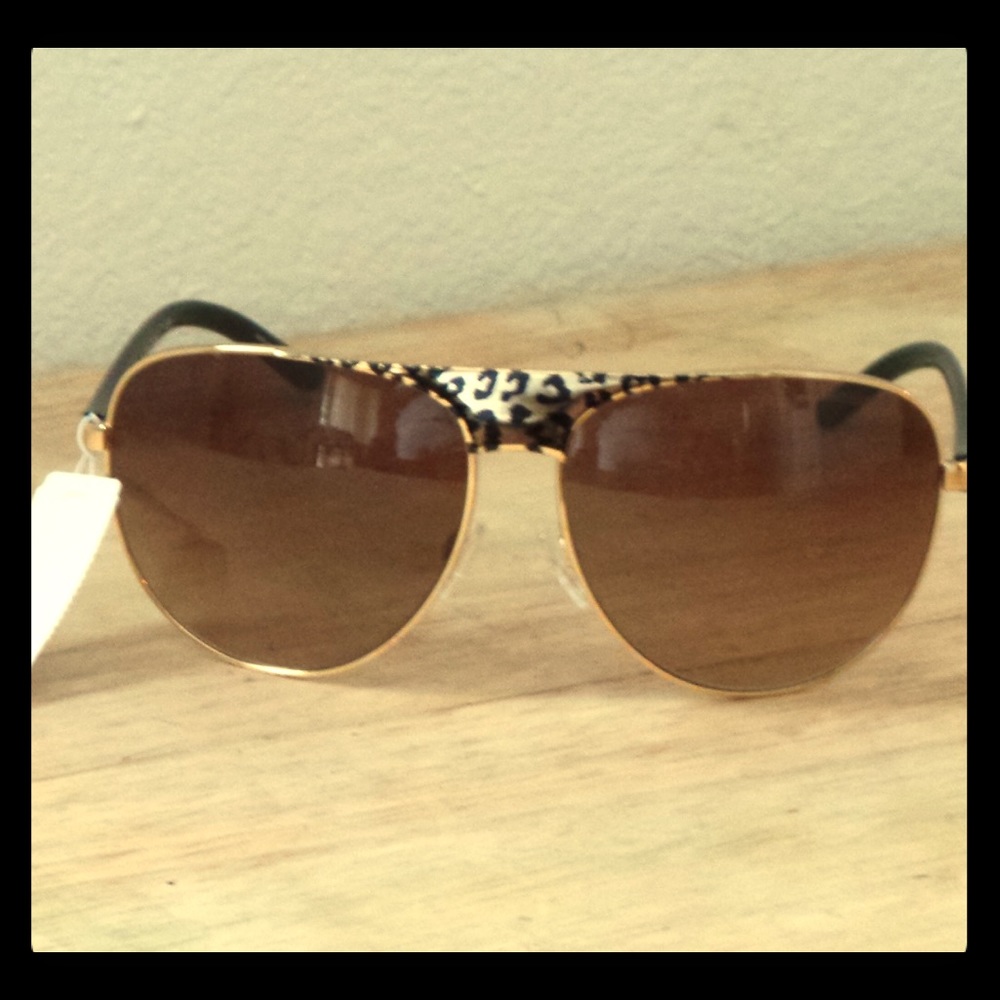 Michael Kors Gold Leopard Aviator Sunglasses NWT