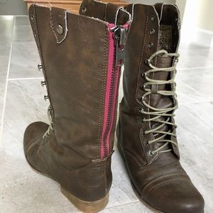 MADDEN GIRL Brown Lace Up Boots