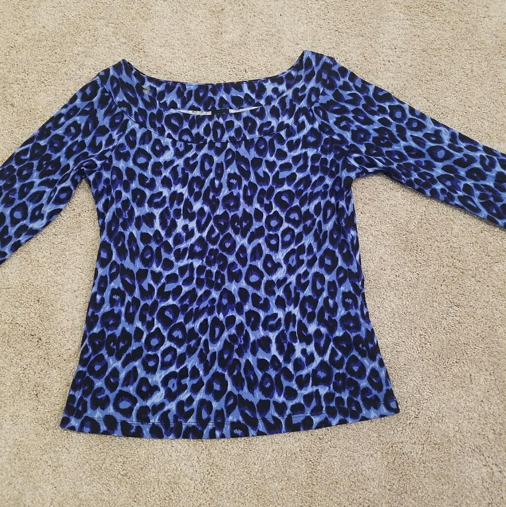 Rafaella blue leopard blouse