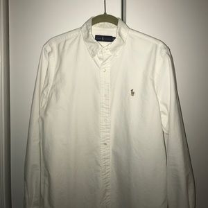 White RL long sleeve polo mens medium