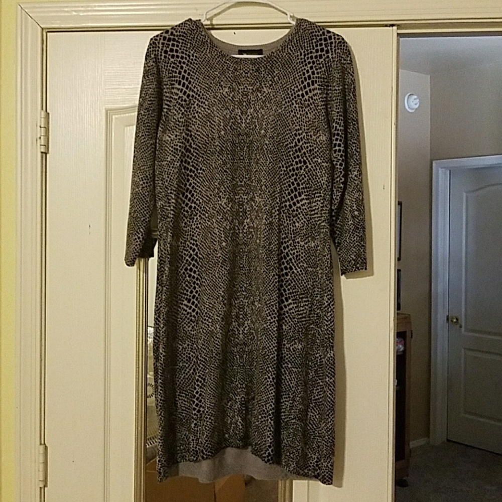 Knit Snake Skin Print Sweater Dress