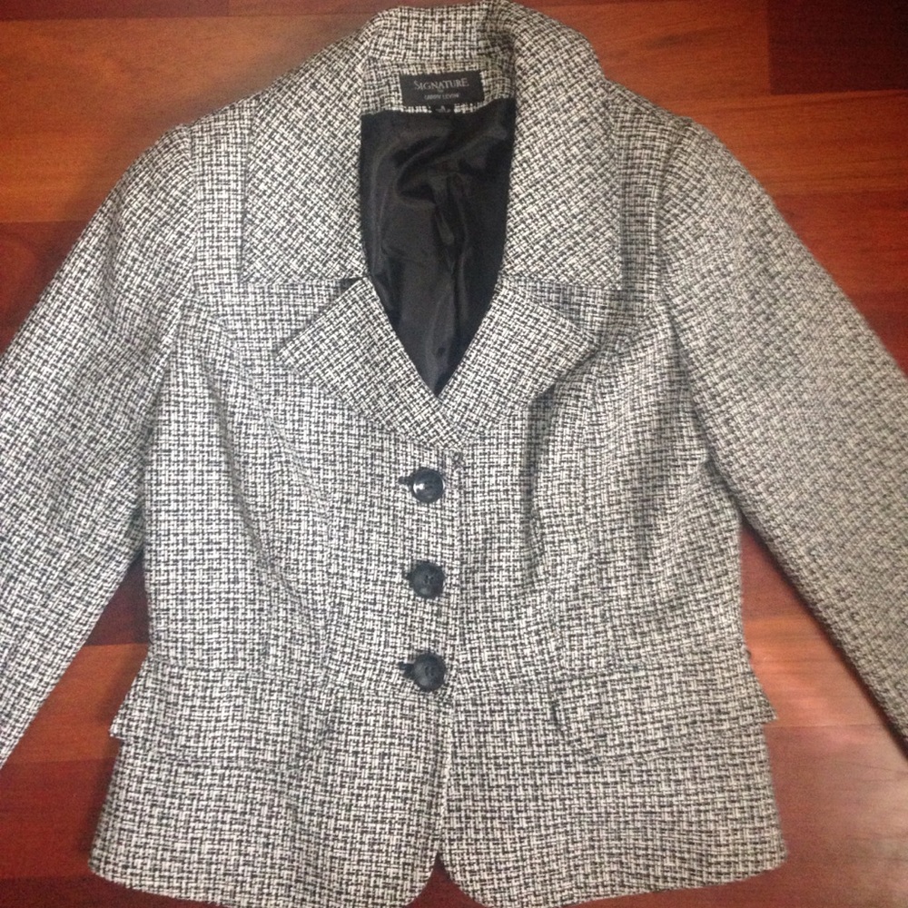 Signature Larry Levine Black & White Tweed Blazer