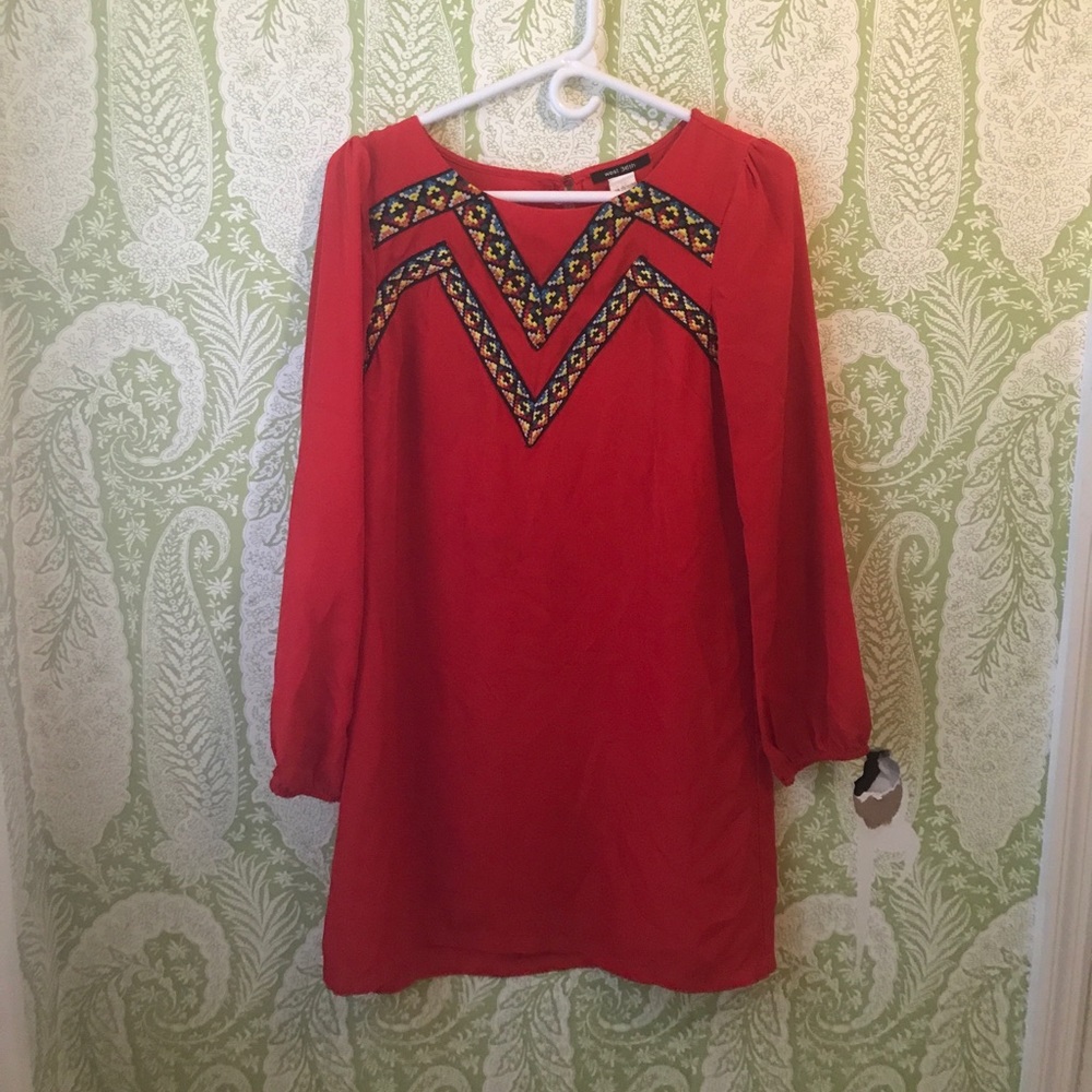 Red long sleeve dress