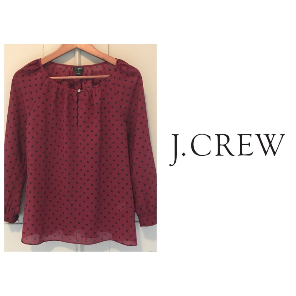 Polka Dot Maroon and Black Keyhole Blouse