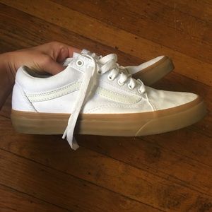 Low top white vans with gum sole!