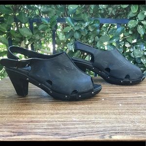 Lane Bryant black peep toe sling back heels