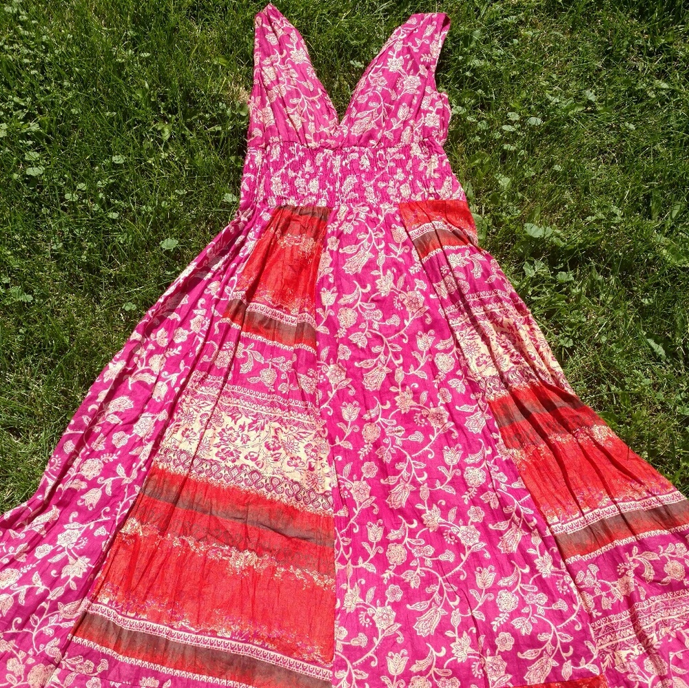 Hannah long pink dress