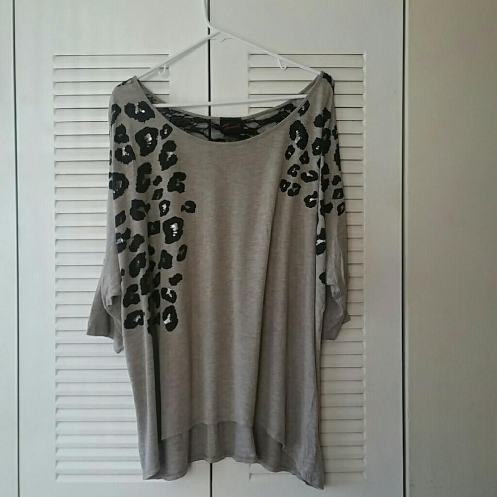 Top with cheetah pattern and lace