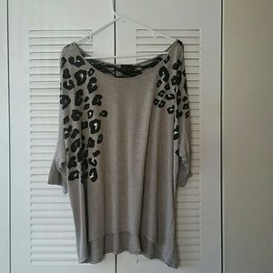 Top with cheetah pattern and lace
