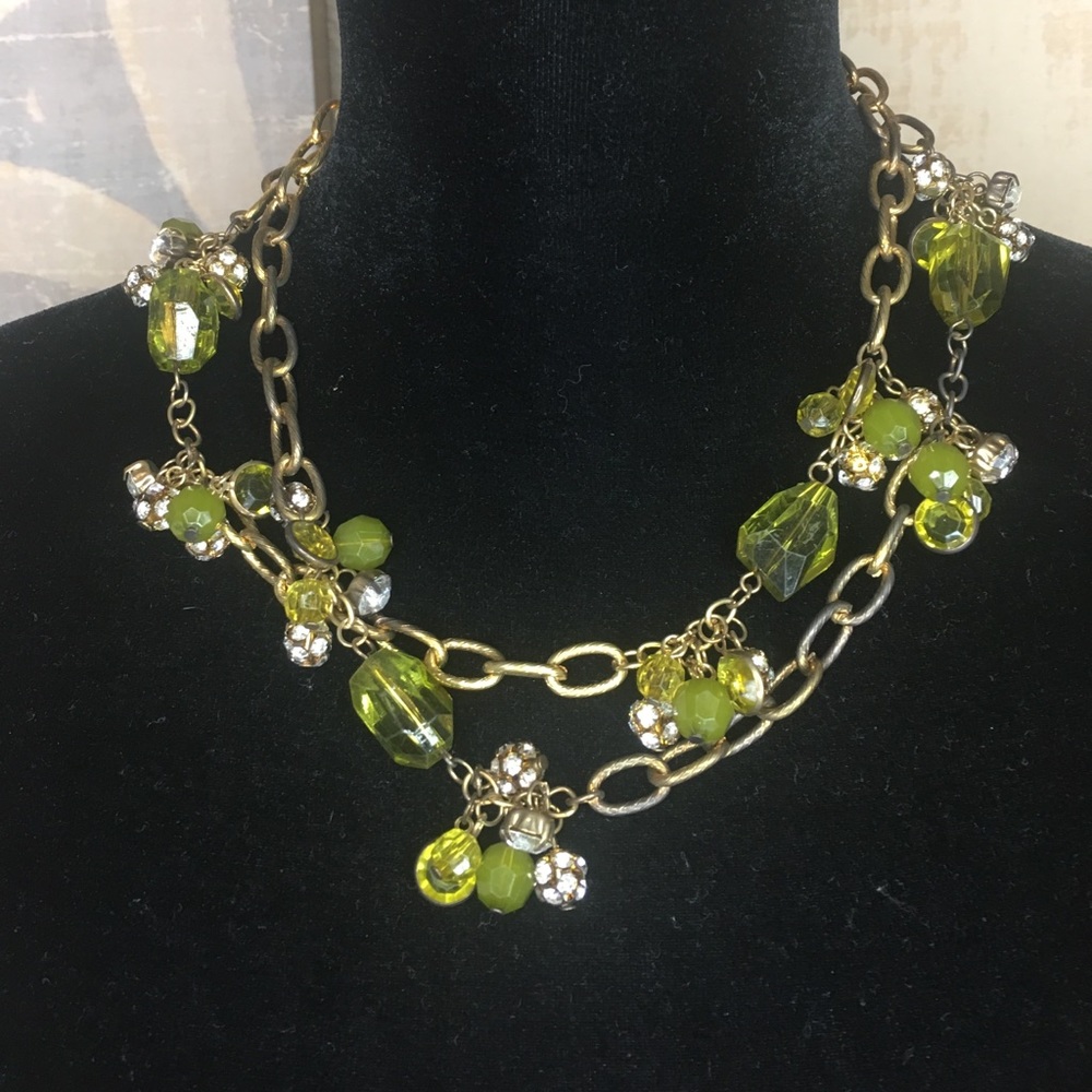 Gold tone necklace with with rhinestones