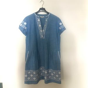 Madewell chambray embroidered dress