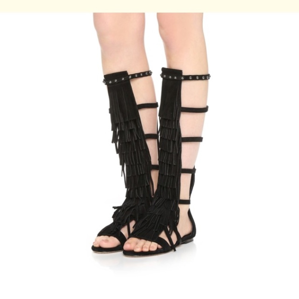 Alice + Olivia Paula Fringe Suede Gladiator Sandals NEW Retail $398 Size 6