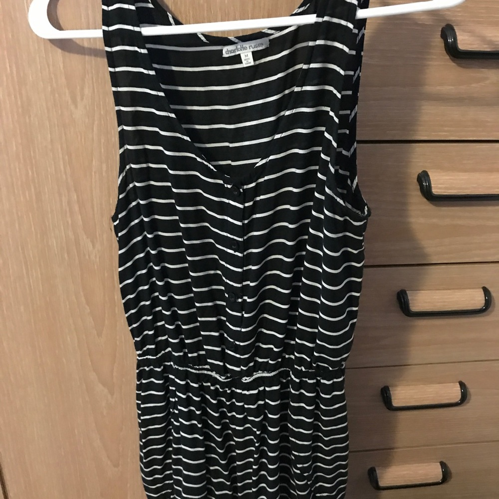 Black and white striped romper