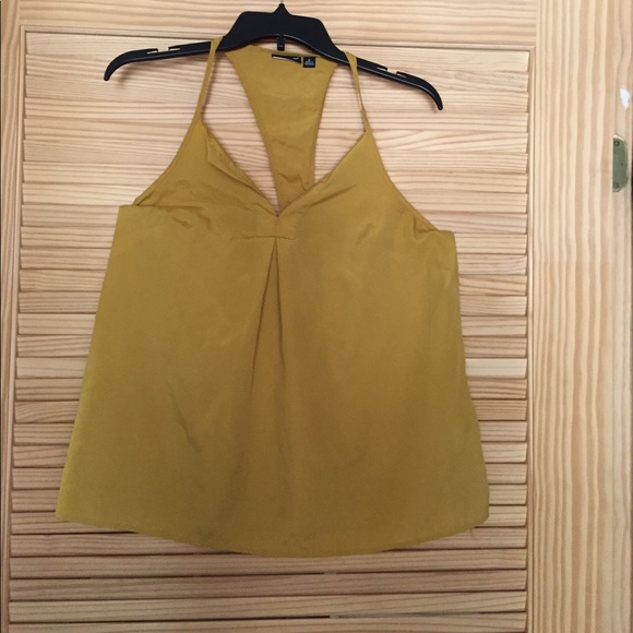 Mustard Yellow HALTER TOP Exposed Back SZ M - Picture 2 of 6