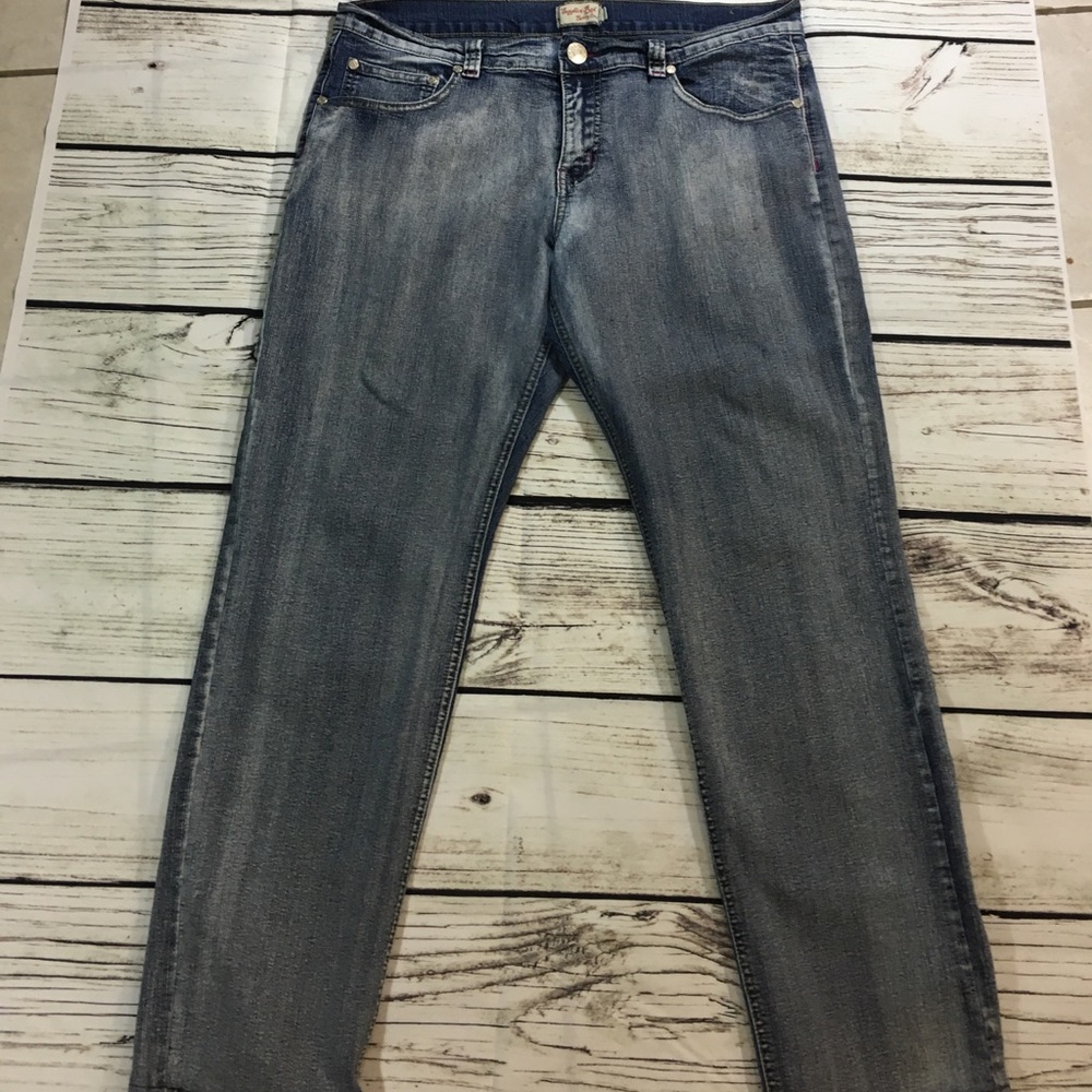 Sapphire Red Embellished Blue Jeans Size 15/16 - Picture 3 of 8