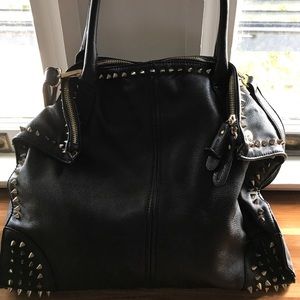 Melie Bianco Black Studded Handbag