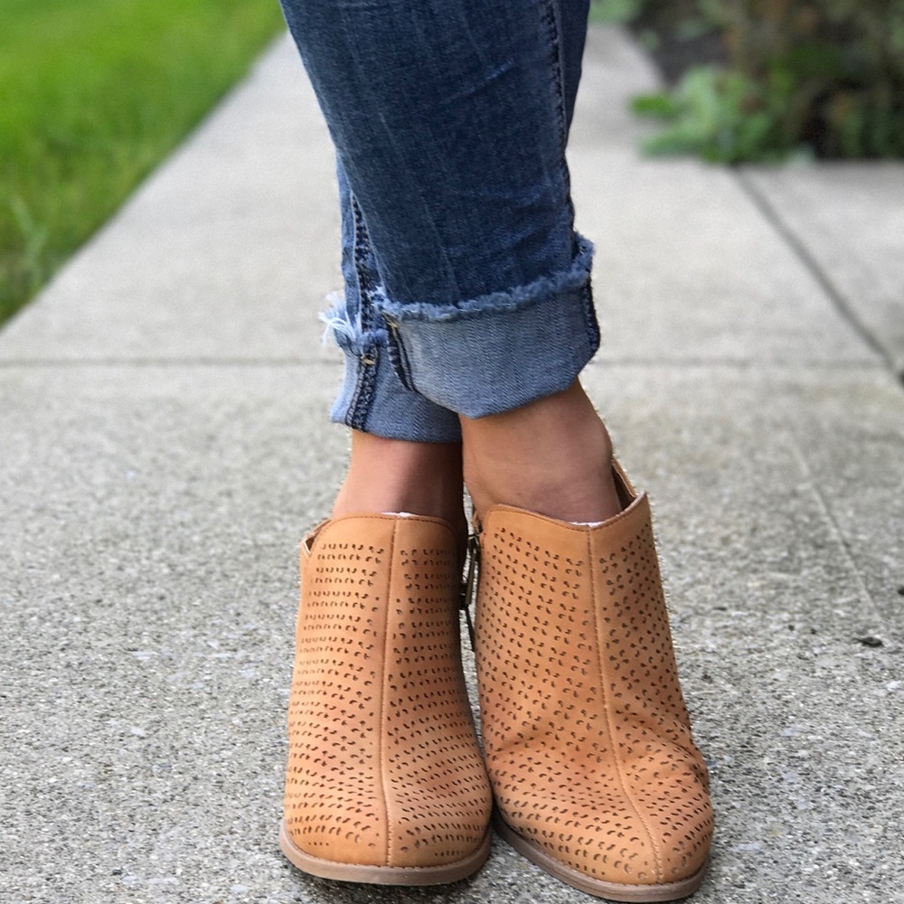 FINAL PRICE! Tan Perforated Booties - Picture 2 of 8