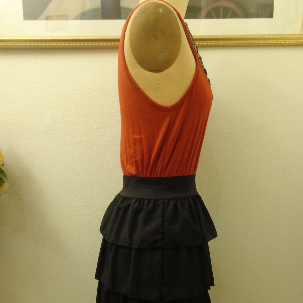 Julie's Closet Halter Top Beaded Ruffle Mini Dress - Picture 4 of 8