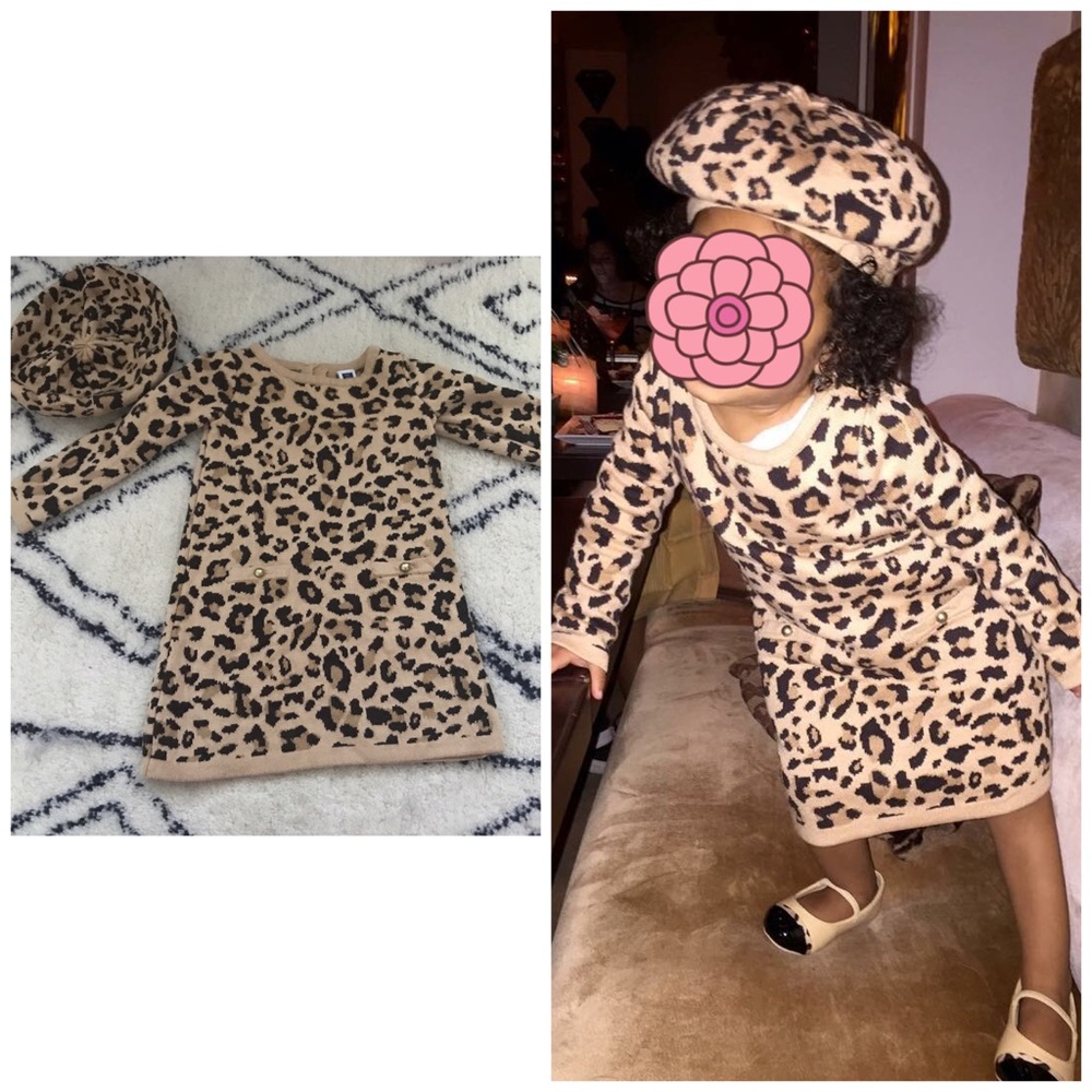 Janie and Jack Cheetah print dress & Cheetah Beret