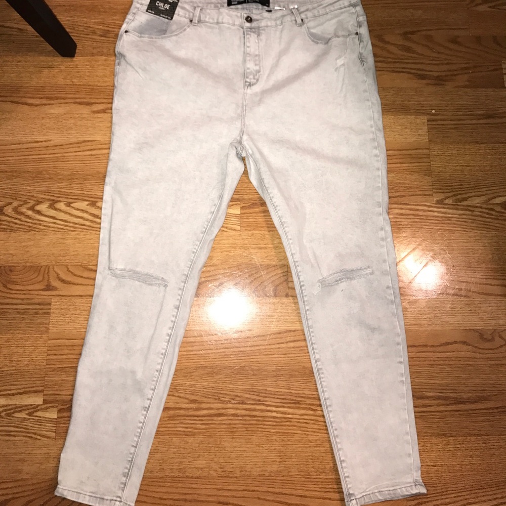 Light Grey Distressed Skinny Jeans
