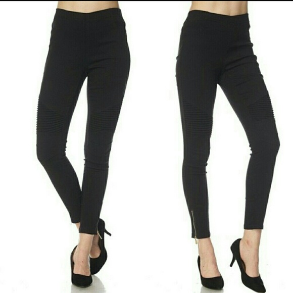 Black Biker Moto Jegging with Ankle Zipper - Picture 3 of 3