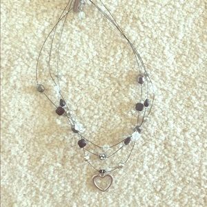 3-tiered beaded heart necklace