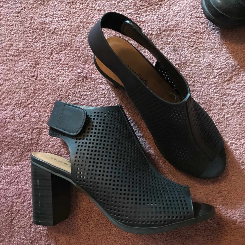 Black open toed heels