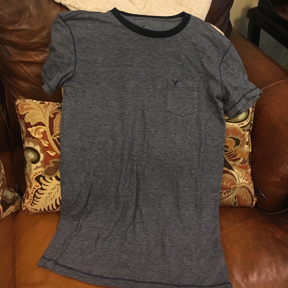 American Eagle AEO Blue Striped T-Shirt XS